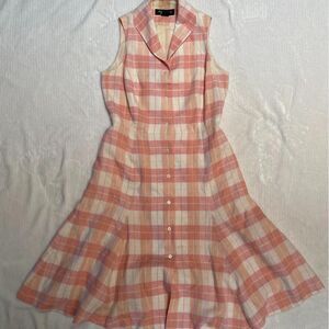 BROOKS BROTHERS COUNTRY CLUB PINK PLAID LINEN DRESS